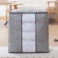 thumbnail image 3 of Bolsas de almacenamiento de mantas extragrandes Contenedores de almacenamiento de ropa transpirable para ropa de cama Sábana de almohada, gris, 2 paquetes, 3 of 5