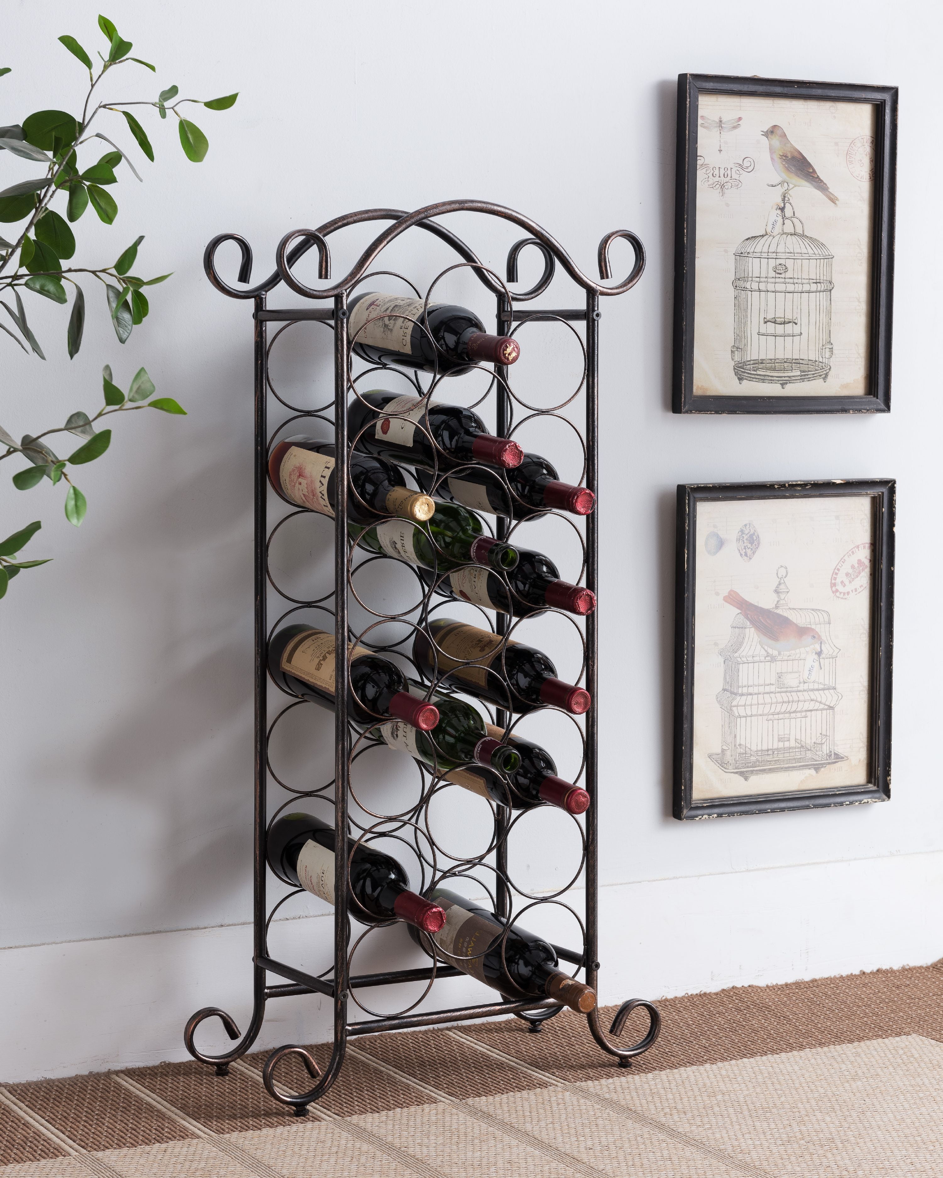 Wall Mount 6 Level Design mDesign Modern Decorative Metal Wine Bottle Storage Organizer Rack Holder Satin