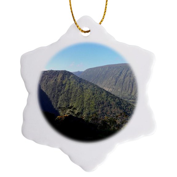 3drose, Waipio Valley, Big Island Hawaii, 3 inch Snowflake Porcelain Ornament
