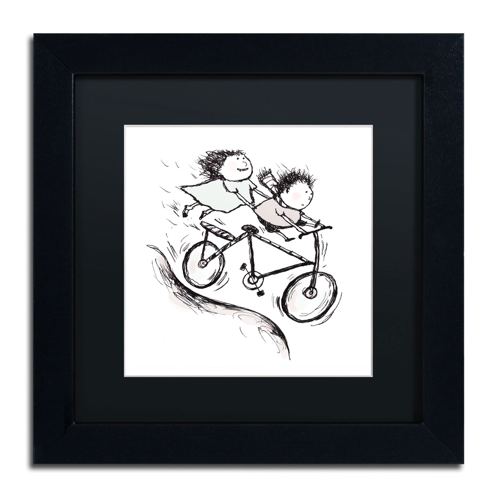 Carla Martell 'Bike Kids' Black Matted Framed Art