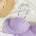 thumbnail image 4 of Women's Retro Soft Pads Underwire Vintage Bikini Swimsuits Tops Solid Color S, 4 of 4