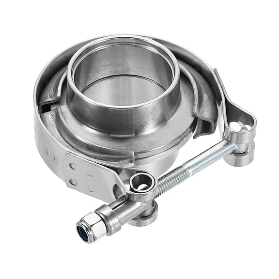 Uxcell V Band Clamp with Flange 1.5 Inch 304 Stainless Steel Male Female V-Band Exhaust Clamp Flange Kit for Auto Downpipe Exhaust System, Silver