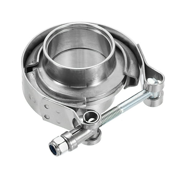 Uxcell V Band Clamp with Flange 1.5 Inch 304 Stainless Steel Male Female V-Band Exhaust Clamp Flange Kit for Auto Downpipe Exhaust System, Silver