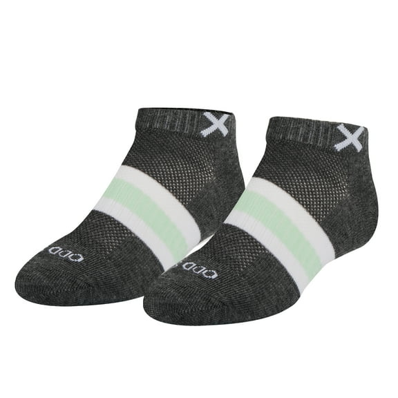 Odd Sox – Basix Stripe Pastel Gray and Turquoise White Ankle Socks – Medium Unisex Size – Cushioned