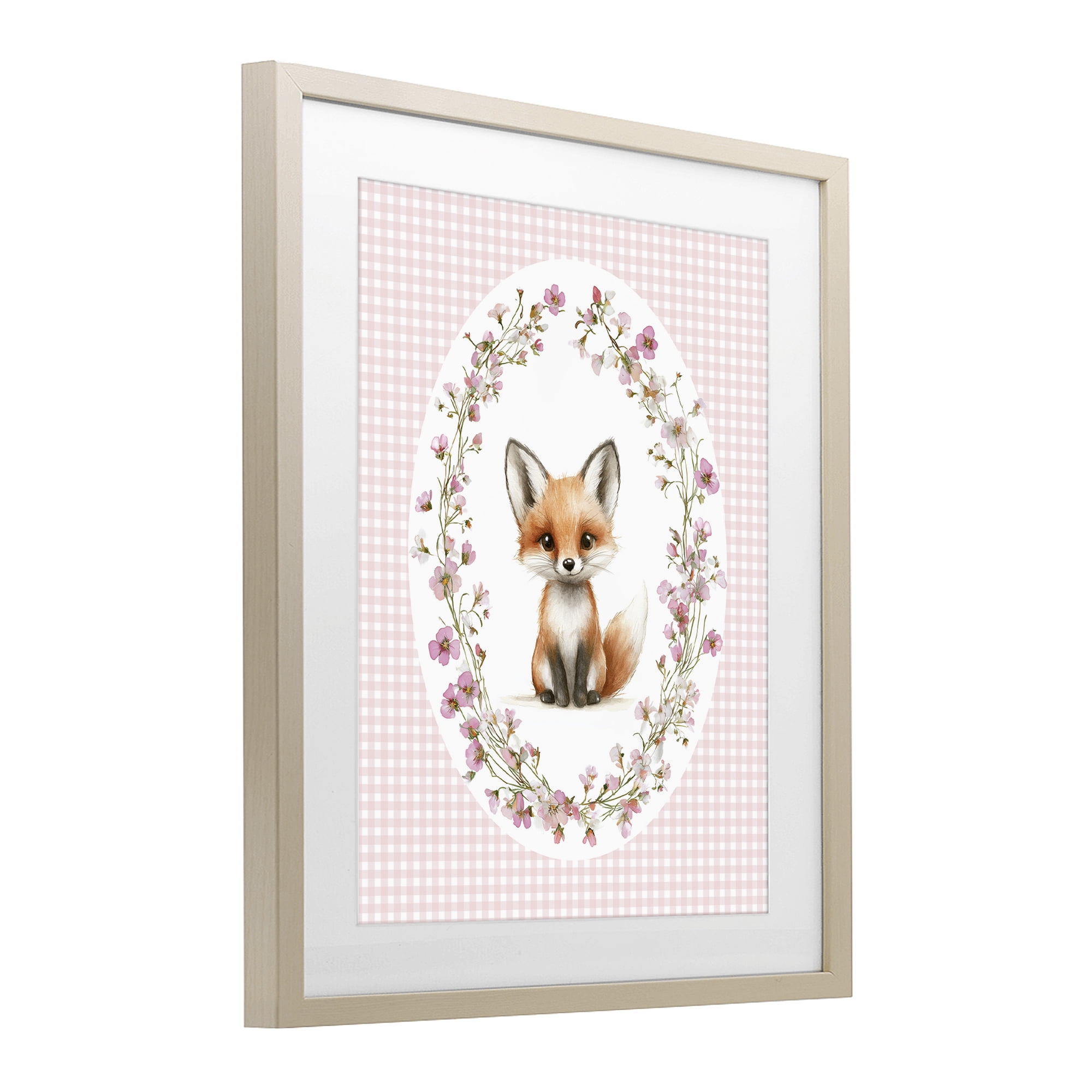 Stupell Industries Fox with Cherry Blossoms Birch Framed Print Under Glass, design by Christine Simpson Art