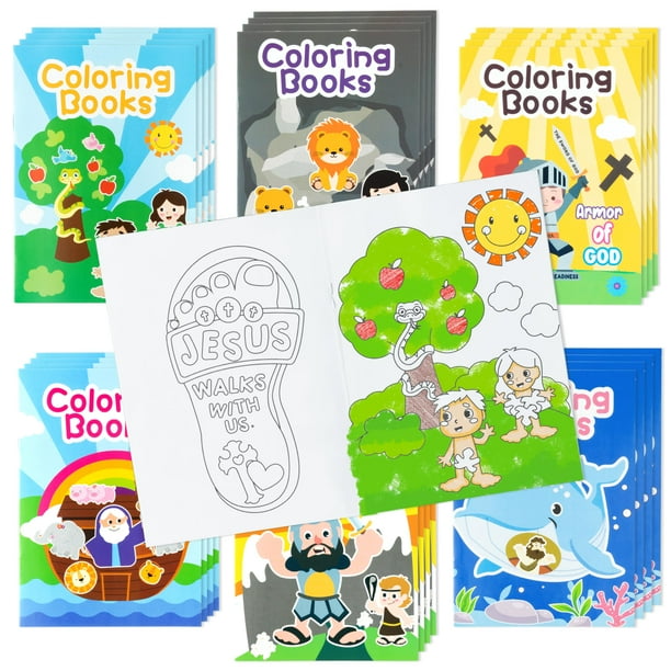 Libro para colorear Zainpe Christian Bible Stories, 24 unidades, para niños