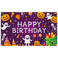 thumbnail image 6 of Purple Background Happy Birthday Banner with Halloween Elements Ghosts Pumpkins Skeletons Candies for Birthday Party Decorations Photography Props Halloween Party Supplies, 6 of 8