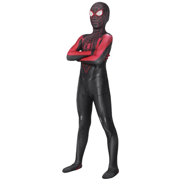 Disfraz Premium Disfraz de Miles Morales para niños, disfraz elástico para fiesta temática, traje elegante Kuymtek Negro T XL para Niño