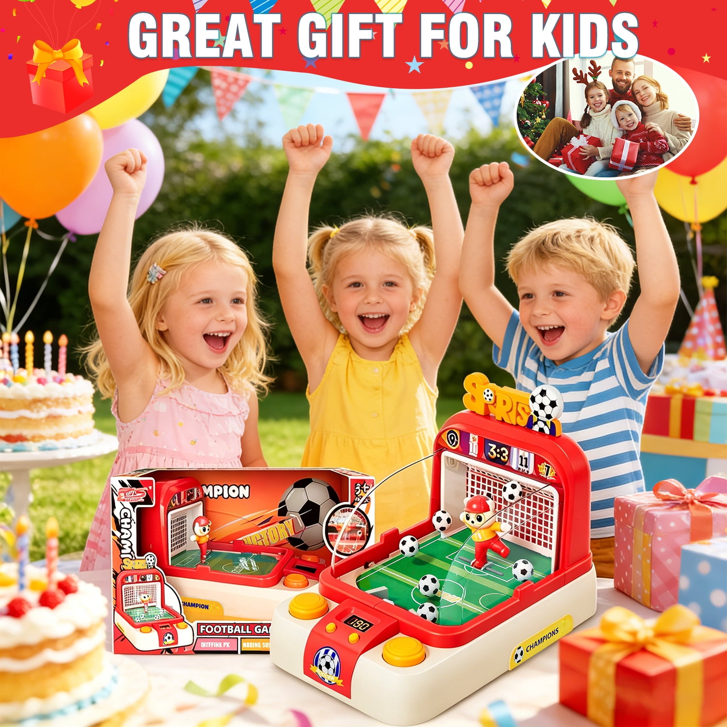 Kids Desktop Soccer Game Machine with Moving Goalkeeper, Scoreboard & Sounds – Interactive Football Toy for Boys & Girls Ages 3+（RED）