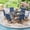 Black-Blue, variant on Vicllax 5-Piece Outdoor Patio Dining Set, 41-Inch Round Outdoor Table with Umbrella Hole and 4 Swivel Patio Chairs, Outdoor Furniture for Backyard, Garden, Deck & Porch