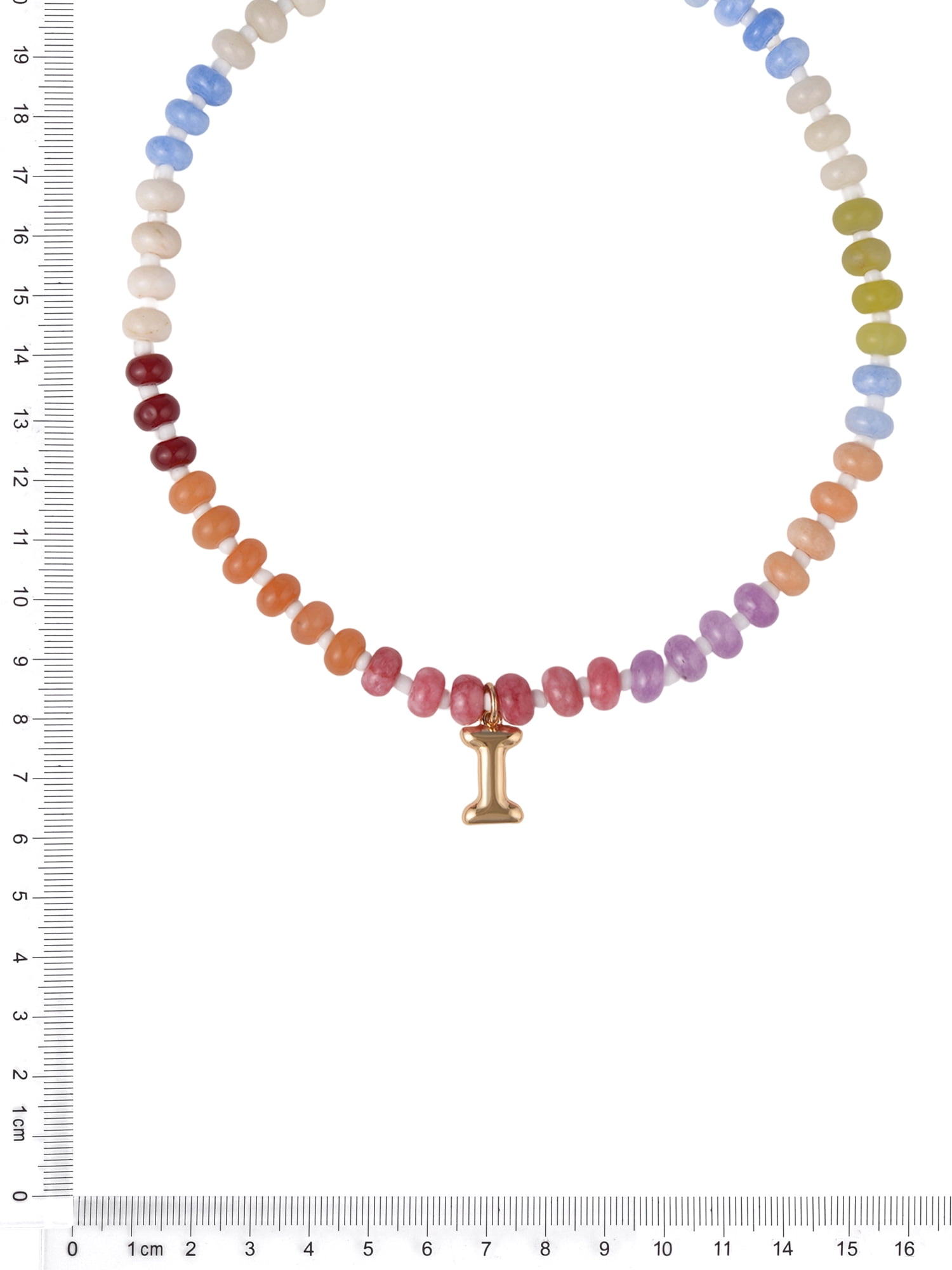 Time and Tru Goldtone Multicolored Bead Initial "I" Necklace