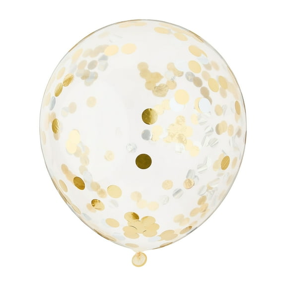 12" Silver/Gold Foil Confetti Balloons, 5 Count, by Way To Celebrate