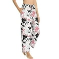 thumbnail image 6 of Salouo Lilies Flowers Print Women's Pajama Pants Casual Loose Sweatpants PJs Flowy Pants Drawstring Palazzo for Women Wide Leg Pants Lounge Pajama -Large, 6 of 8