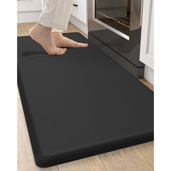 Kitchen Mats for Floor Anti Fatigue Standing Desk, 3/4 Inch Extra Thick Waterproof Runner Rug, Non Slip Cushioned Comfort for Office, Laundry Room, 20x48, Black