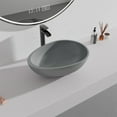 thumbnail image 2 of CASAINC 21" Concrete Egg Shaped Bathroom Vessel Sink with Drain, Mottled Bluish Gray, 2 of 8