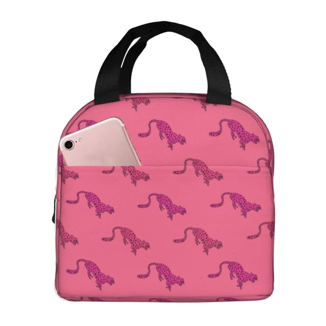 Easygdp Leopard Print Bolsa Térmica Premium - Tela Oxford Impermeable, Gran Capacidad, Bolsillo Frontal, Unisex para Trabajo, Escuela, Actividades al Aire Libre y Picnics