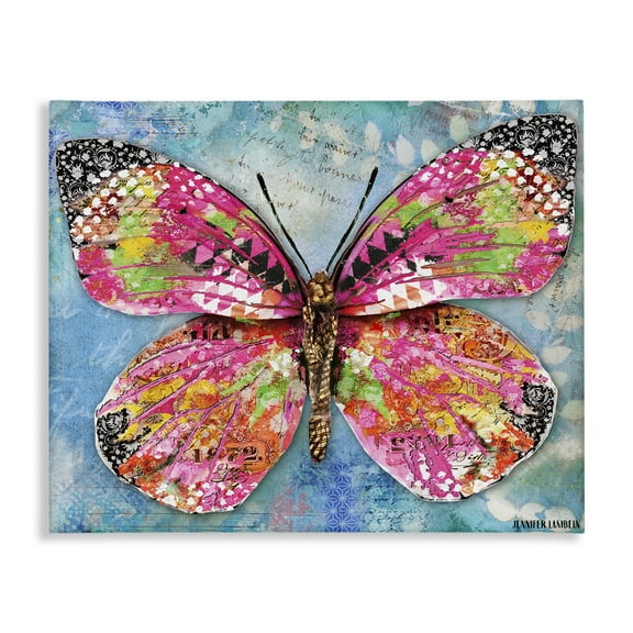 Stupell Industries Wonderland Butterfly Pattern Animals Painting Wrapped Canvas Art Print Wall Art, 20 x 16