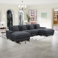 thumbnail image 5 of Oversize Modular Sectional Sofa, U Shaped Convertible Couch for Living Room, Corduroy Fabric Sofa Set with Removable Ottoman (6 Seat Sofa Couch, Dark Grey), 5 of 5