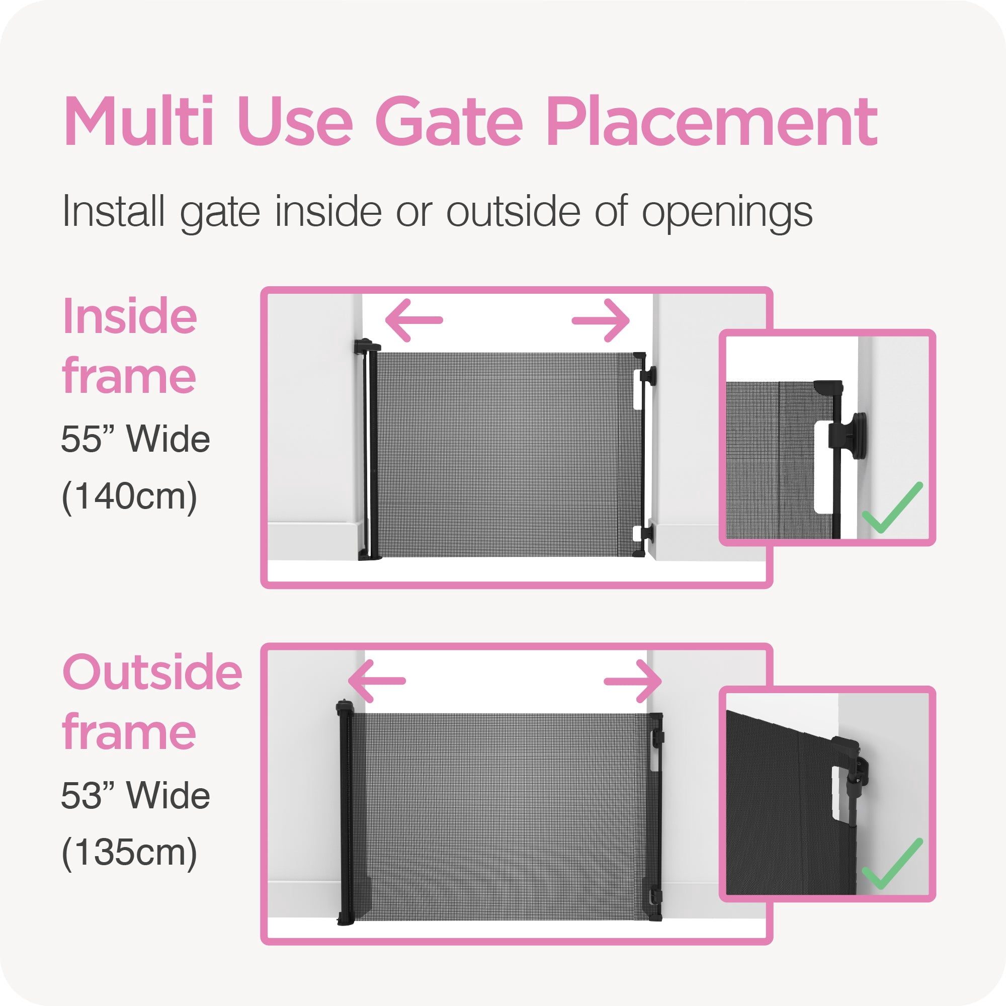 Perma Child Safety 55 in. Wide x 33 in. Tall Black Retractable Baby Gate