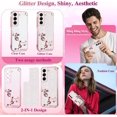 thumbnail image 4 of Soft Floral Phone Case for Samsung Galaxy S21 FE 5G Case Clear Silicone Slim, Luxury Aesthetic Samsung S21 FE Case Gliiter for Women Purple Cover Shockproof (Silver-Pink), 4 of 14
