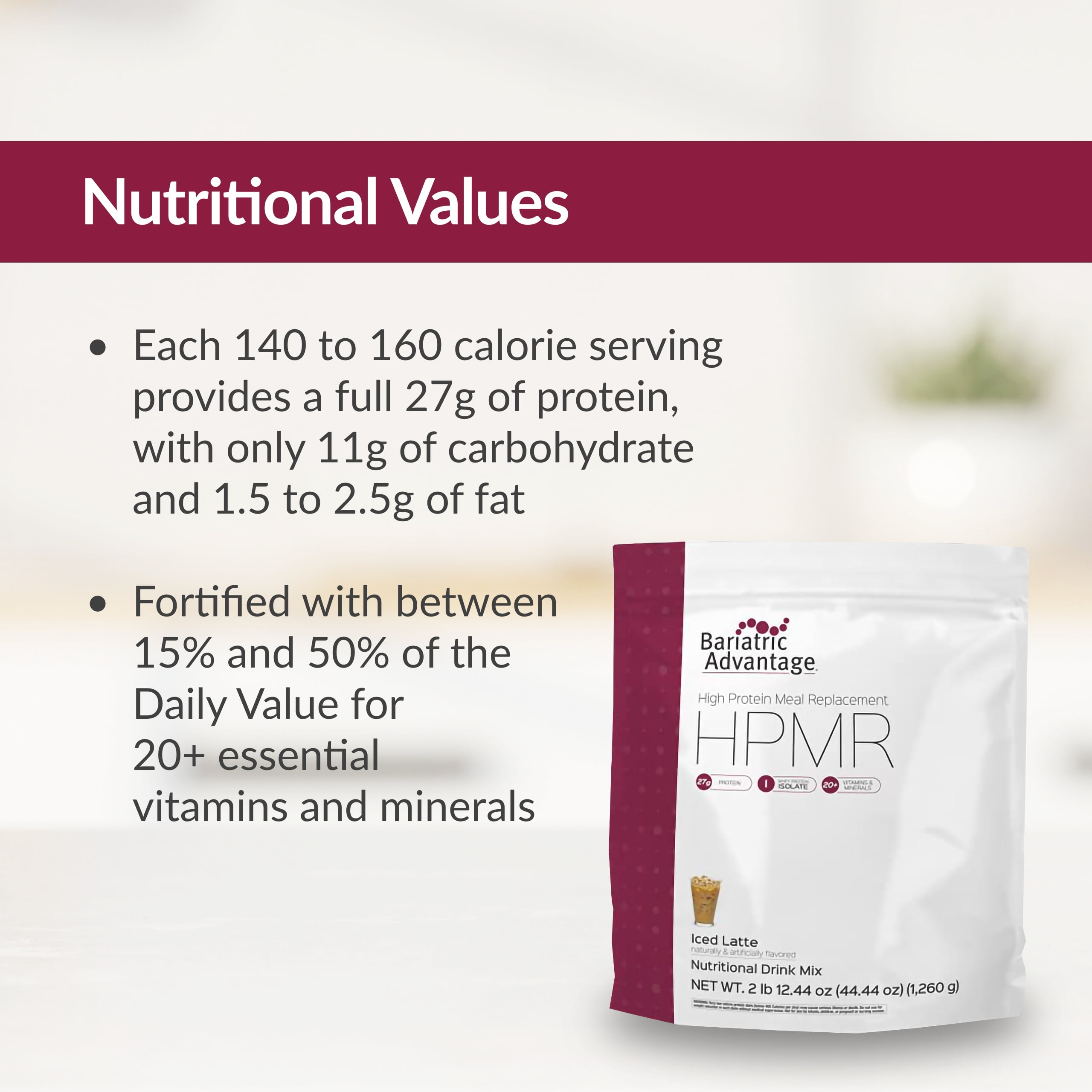 Bariatric Advantage High Protein Meal Replacement Drink Mix, Protein Powder Whey Isolate for Gastric Bypass and Sleeve Gastrectomy Patients, 27g Protein, Lactose Free - Iced Late - 28 Servings