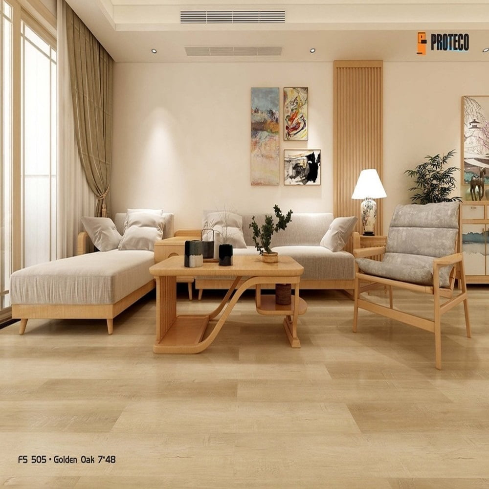 Dekorman Silverlake Golden Oak 7.1 in. W x 48 in. L x 5 mm/20mil Waterproof Click Lock Luxury Vinyl Plank Flooring (23.64 sq. ft./case)