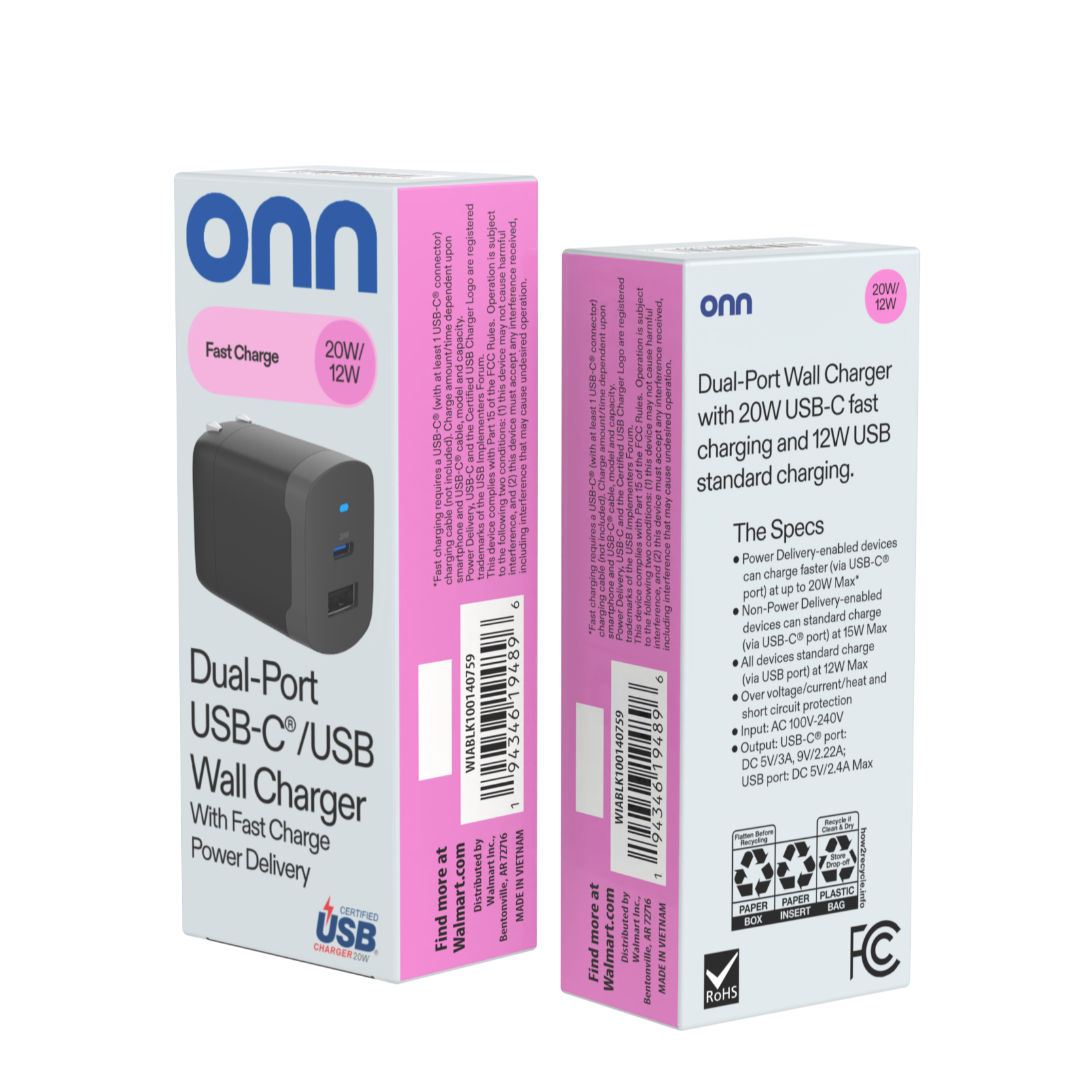 onn 32W Dual Port Wall Charger, USB-C and USB-A photo 5