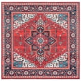 thumbnail image 2 of SAFAVIEH Tucson Medici Traditional Machine Washable Area Rug, 4' x 4' Square, Red/Blue, 2 of 14