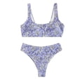 thumbnail image 4 of Conjunto de bikini HUOGUO para mujer, corte alto, con cordones y estampado de rayas, 4 of 4