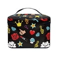 thumbnail image 4 of HELLHERO Rose Brick Pattern Make up Bag with Slip-in Pockets Handheld Makeup & Skincare Organizer Bag Vacation Travel, 4 of 6