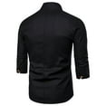 thumbnail image 2 of Bcfgryg Men's Retro casual fashion solid color linen slim middle sleeve T-shirt Dress Shirts For Men Black, 2 of 3