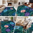 thumbnail image 6 of Pink Teal Floral Area&nbsp;Rug 8x10ft Spring Beautiful Flower Green Leaf Oil Painting Style Non-Slip&nbsp;Washable Square&nbsp;Rugs Soft Felt Indoor Floor Mat for Bedroom Kitchen Living Room Bathroom, 6 of 9