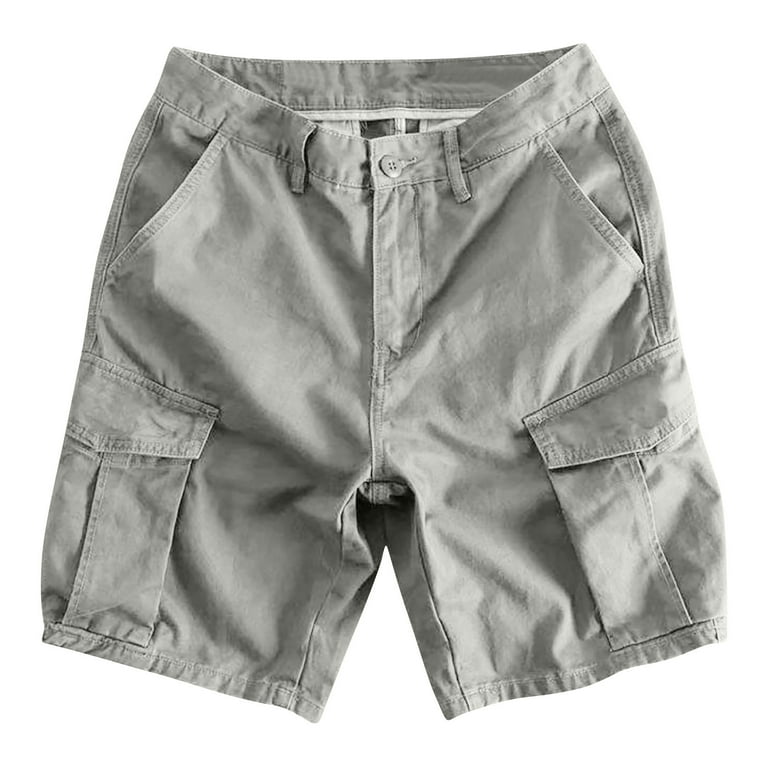 Txeol Cargo Half Pants for Men Elastic Waist Linen Shorts with