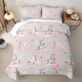 thumbnail image 2 of Manfei Kawaii Animal Unicorn Quilt King,Cute Swan Flower King Coverlet Set,Pink Gray Multicolor,3 Pieces, 2 of 7