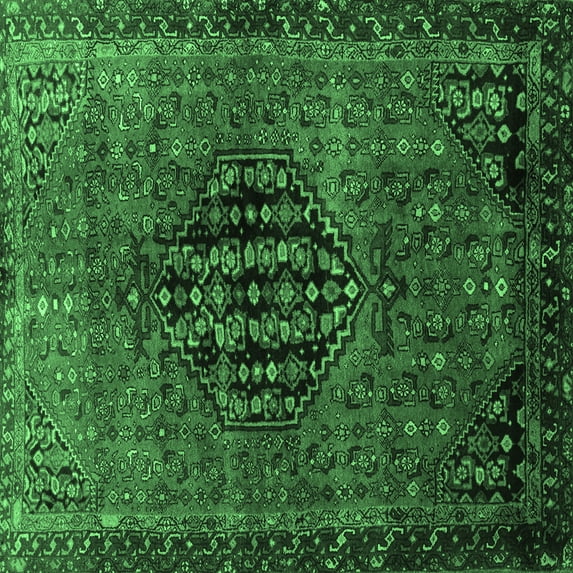 Ahgly Company Indoor Square Persian Emerald Green Traditional Area Rugs, 3' Square