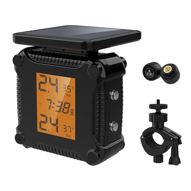 Amdohai Motorcycle Wireless Tire Pressure Monitoring Waterproof Temperature Alarm USB Rechargeable TPMS with LCD Display
