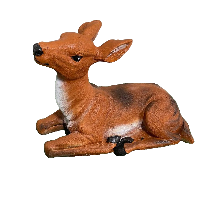 14" Solid Concrete Deer Statue, Weather proof Deer outdoor statues, life-size Garden Statues, Outdoor lawn Decor