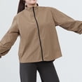 thumbnail image 2 of successthop Lightweight Jackets for Women Long Sleeve Jacket Zip Up Coat Plus Size No Hood Outwear with Pockets Khaki, 2 of 5