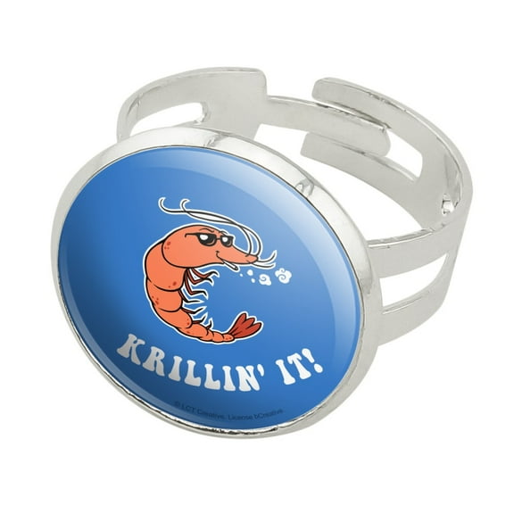 Krillin' It Killing Funny Humor Silver Plated Adjustable Novelty Ring