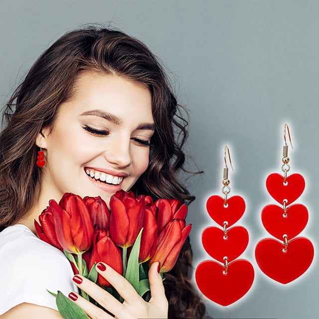 Xihbxyly Pendientes Acrílicos de Verano, Diseño de Amor Dulce, Coloridos y Bonitos, Largos, Perfectos para Citas y Fiestas, Ideales para Mujeres y Estudiantes, Ligeros y Modernos, Juego de 1 Par.