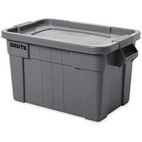 Rubbermaid Commercial Products Brute Tote Storage Container With Lid, 20- Gallon, Gray (FG9S3100GRAY)