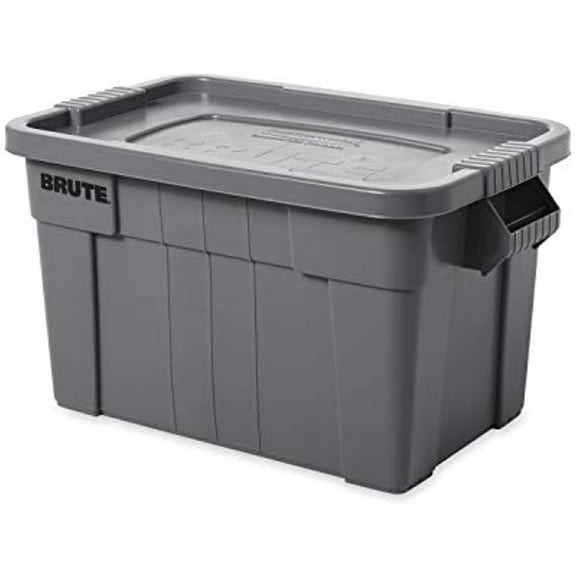 Rubbermaid Commercial Products Brute Tote Storage Container With Lid, 20- Gallon, Gray (FG9S3100GRAY)