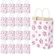Rectangle with Paw Print Pattern Paper Storage Bags with Handle Packaging Bags Flamingo 15.8x8x21.5cm