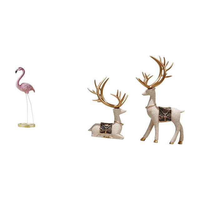 Elegante conjunto de esculturas de resina de flamenco y Figuras de arte moderno de aves y ciervos para decoración del hogar, jardín, chimenea u