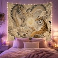 thumbnail image 2 of Traditional Serpentine Dragon with Tiger Facing Each Other, Mystical Fantasy for Space Lovers, Galaxy Room Decor, Housewarming Gift, Tapestry Wall Hanging for Bedroom and Dorm, 2 of 7