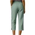 thumbnail image 4 of Ladies Cropped Trousers,Elasticated Waist Capri Pants for Women,Casual Plain Drawstring Loose Summer Trousers with Pockets Lightweight Straight Leg 3/4 Lounge Pants, 4 of 6