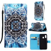 Dteck For Samsung Galaxy A10E / A20E Case Magnetic Diamond Bling Shockproof Leather Flip Cover with Kickstand and Credit Slots ,Flower