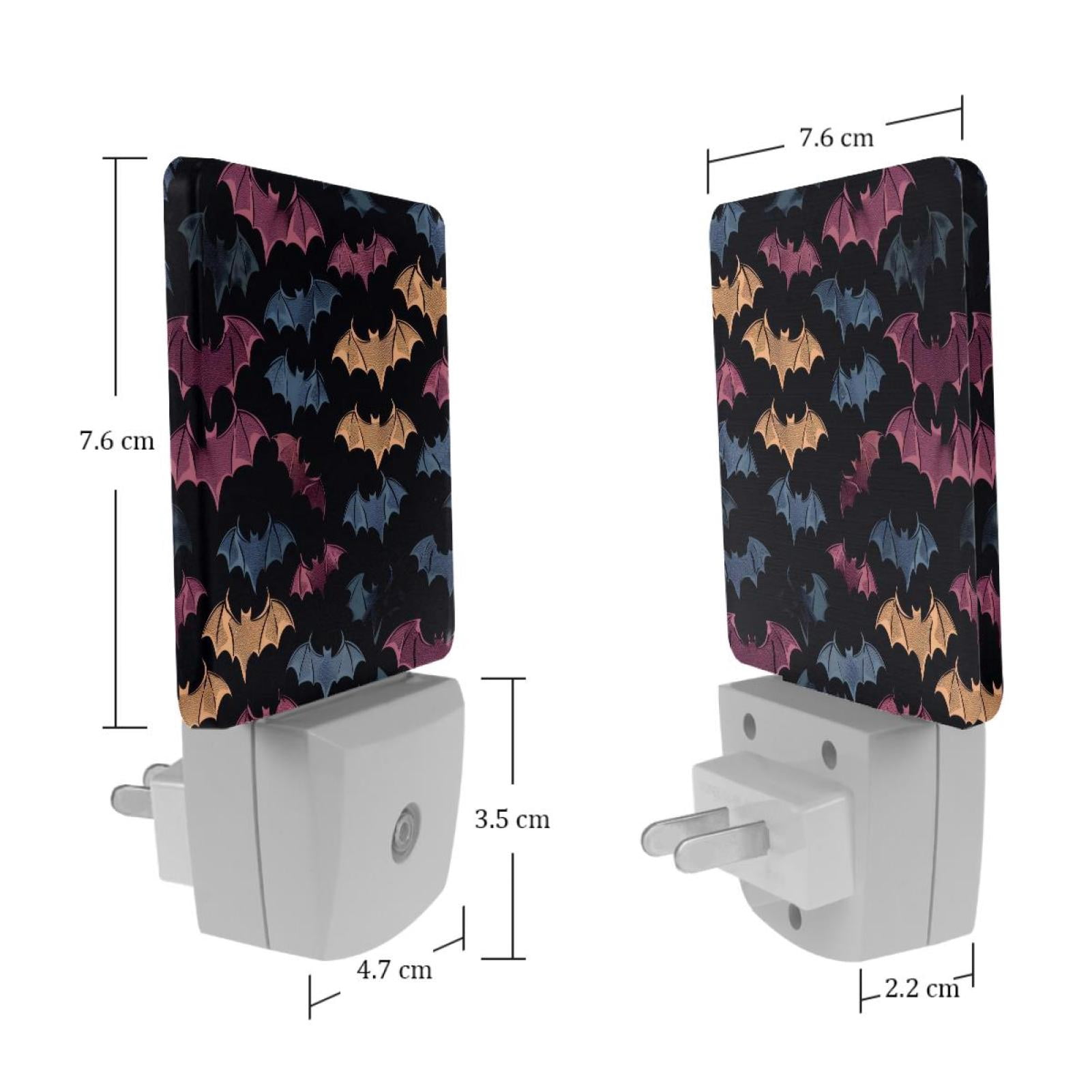 PhooArto Colorful Bats Pattern Plug in LED Night Light Auto Sensor Dusk to Dawn Decorative Night for Bedroom, Bathroom, Kitchen, Hallway, Stairs, Baby's Room, Energy Saving