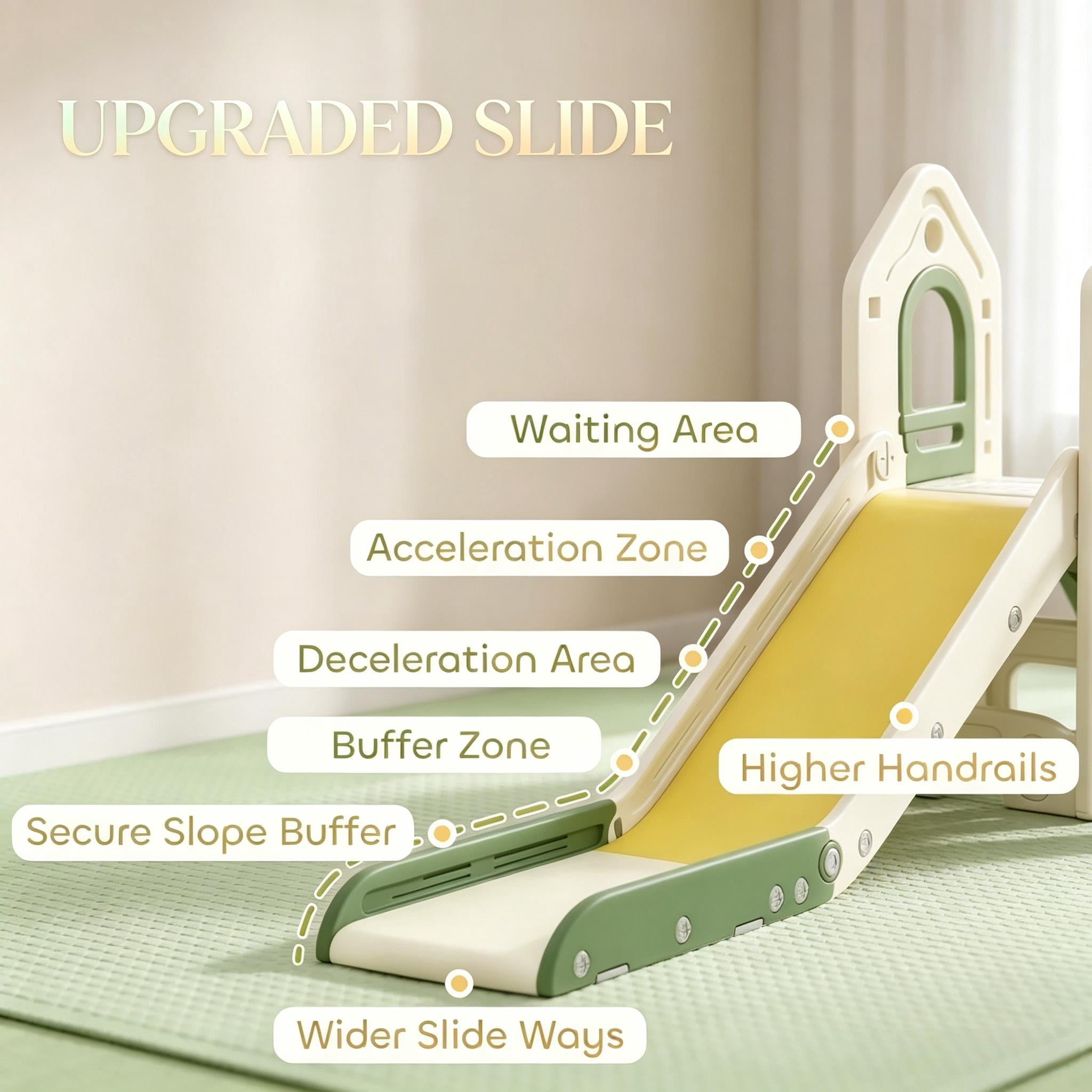 Indoor Slide with Basketball Hoop, Foldable Toddler Slide, Compact Indoor Playground Set