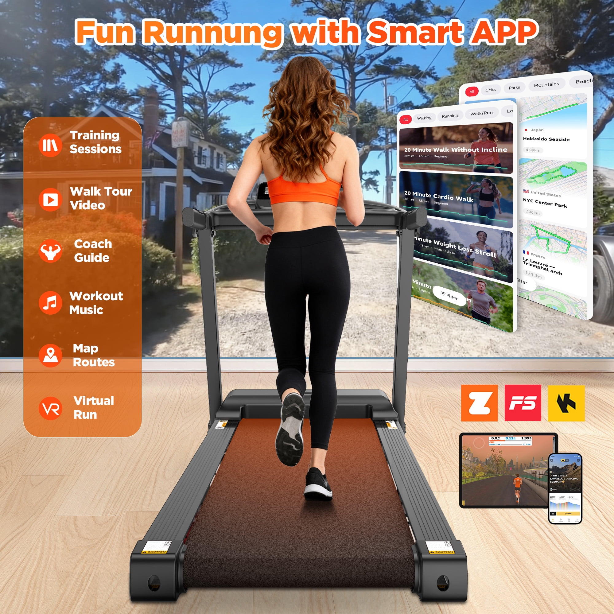 Folding Treadmill w/ Incline, 3.5HP Treadmill for Home w/ 330lb Capacity, 71 Programs